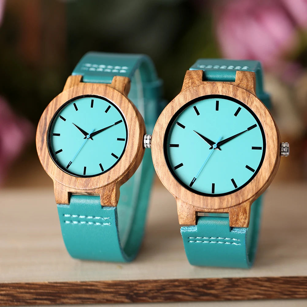 Orologio in Legno al Quarzo Unisex con Quadrante Blu Minimalista e Cinturino Similpelle