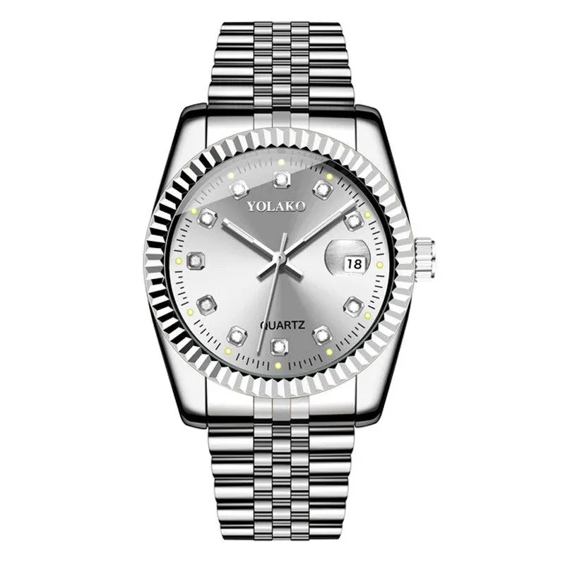 Orologio Uomo Quarzo Acciaio Moda Casual Con Data E Lancette Luminose
