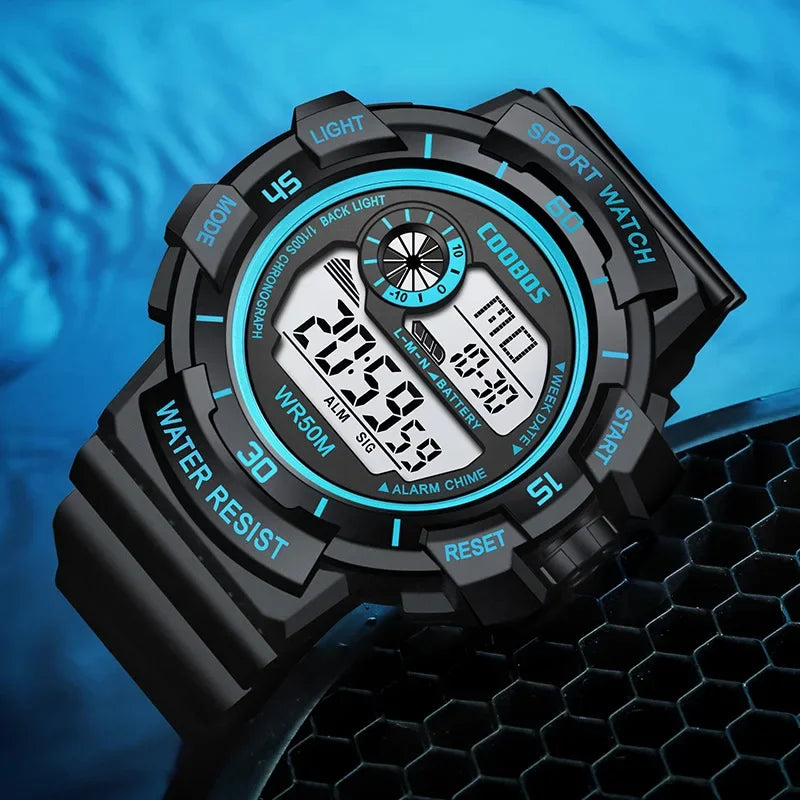 Orologio Digitale Uomo Sportivo Display LED Cinturino Silicone Quadrante 56 mm