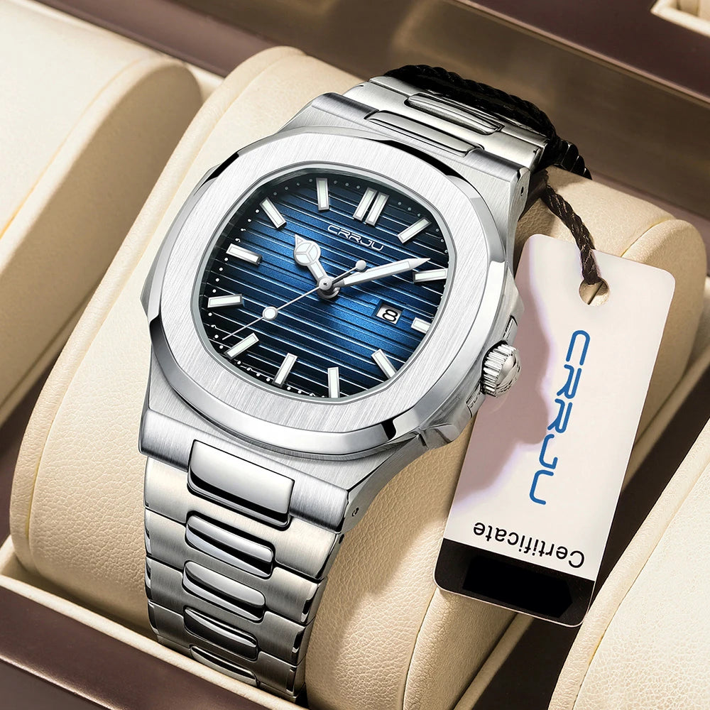 Orologio Uomo Acciaio Quarzo Con Data Moda Casual Elegante Quadrante 39mm