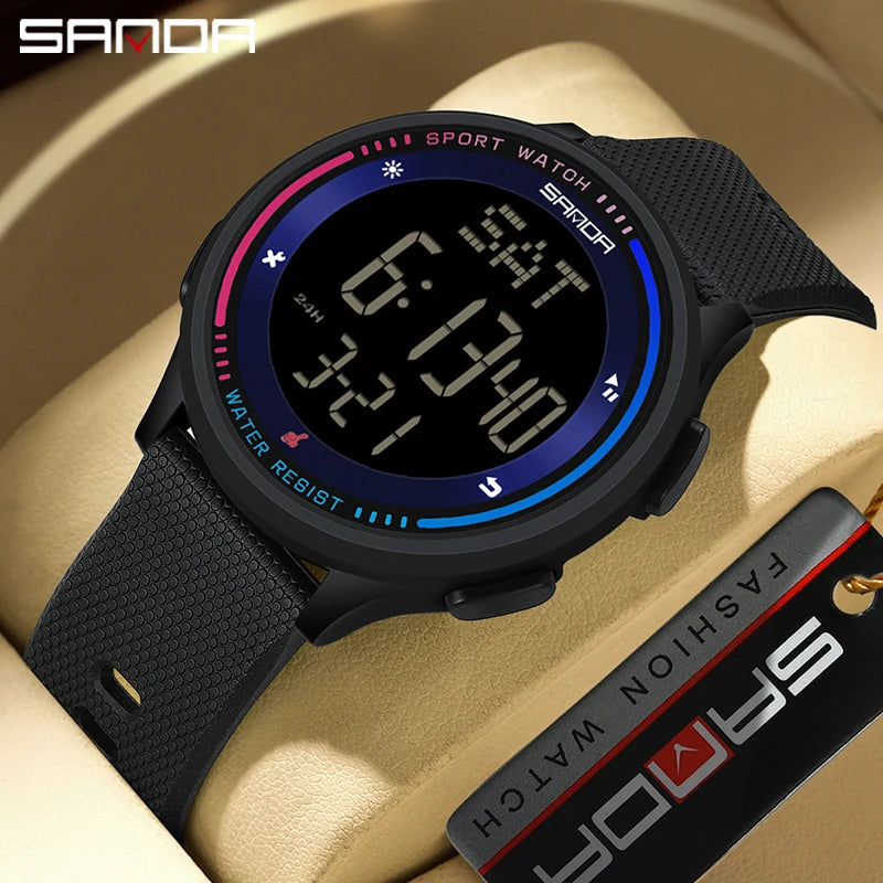 Orologio Digitale Uomo Donna SANDA – Sportivo LED Contapassi Impermeabile Cinturino in Gomma
