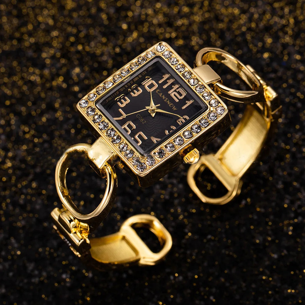 Orologio Donna Moda Bracciale Rigido Acciaio Quarzo Elegante