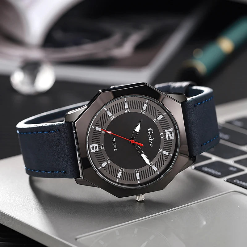 Orologio Uomo Quarzo Cinturino Similpelle Moda Casual Leggero Elegante