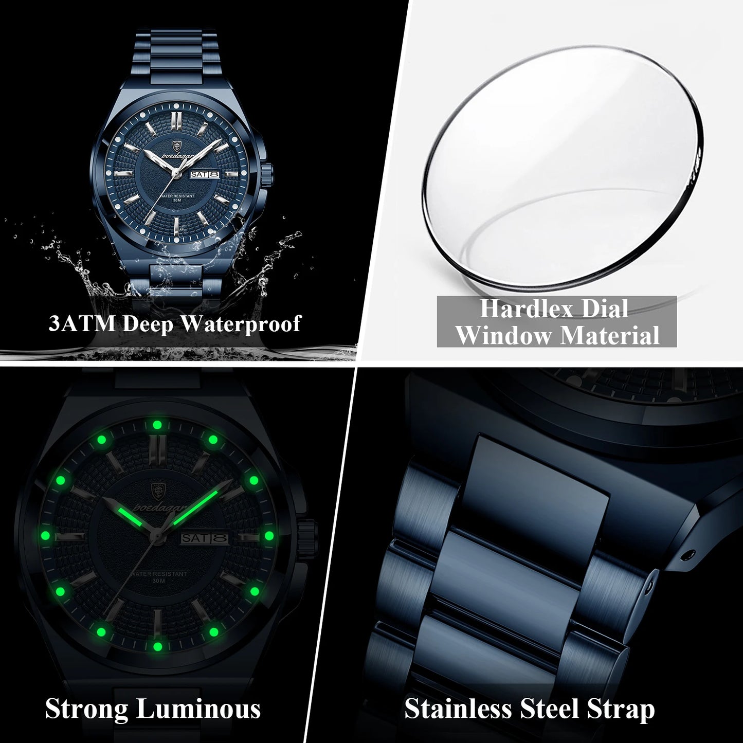 Orologio Uomo Acciaio Quarzo Classico Elegante Moda Casual Data