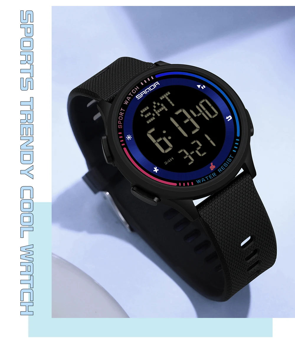 Orologio Digitale Uomo Donna SANDA – Sportivo LED Contapassi Impermeabile Cinturino in Gomma