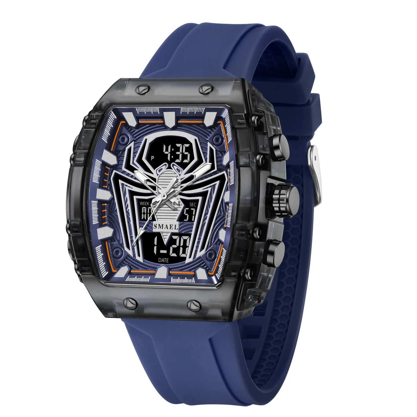Orologio Digitale Uomo Sportivo LED Cronografo Doppio Display