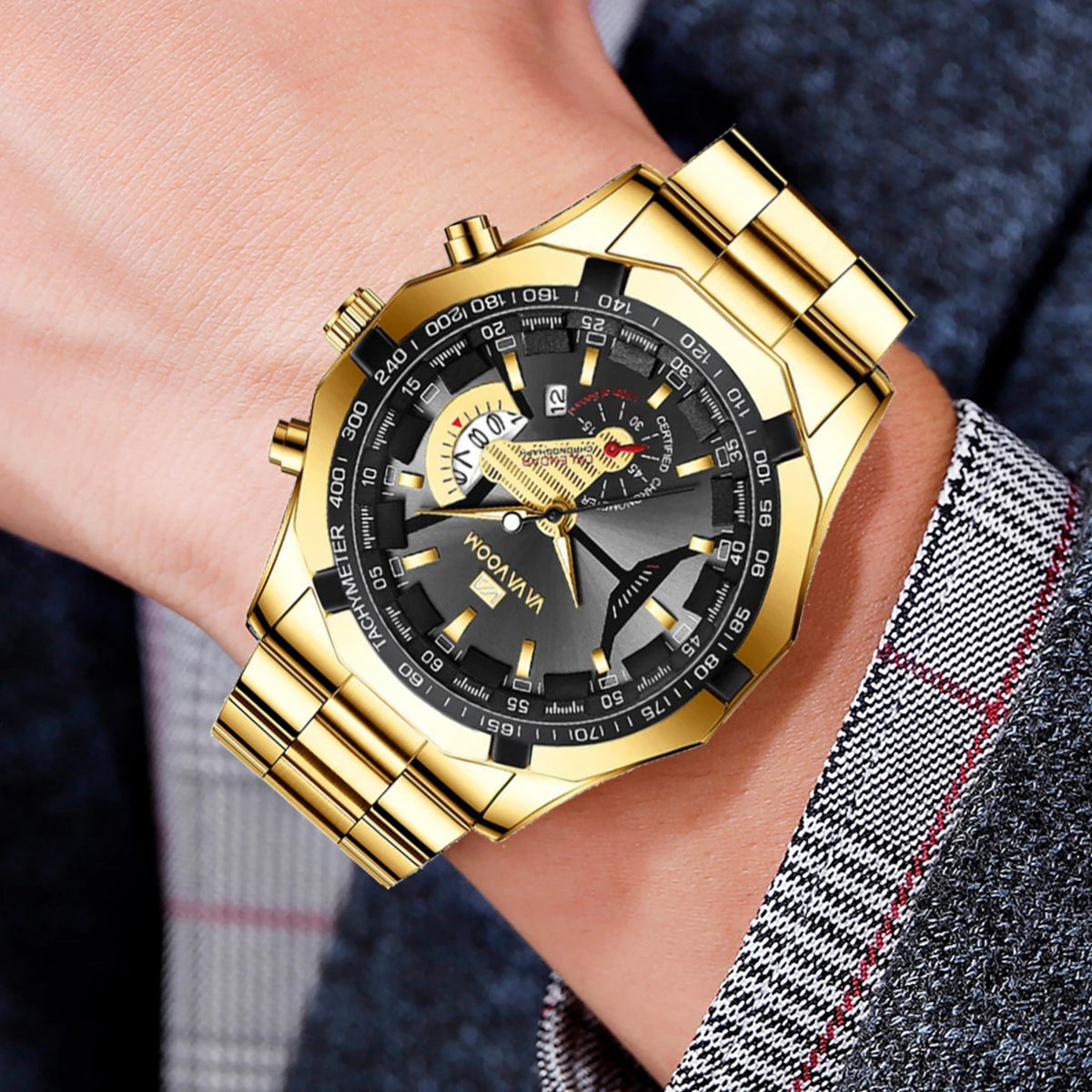 Orologio Uomo Acciaio Grande Quadrante 46mm Quarzo