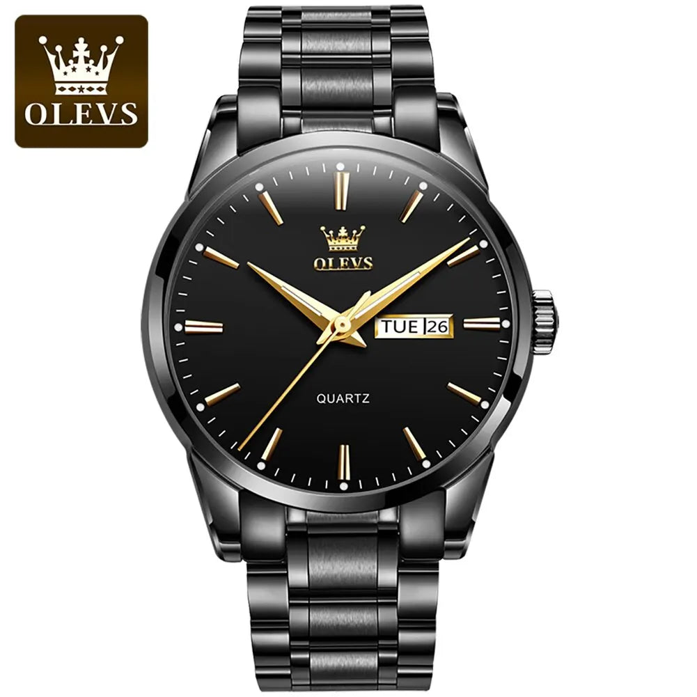 Orologio Uomo Acciaio al Quarzo con Data Lancette Luminose Elegante