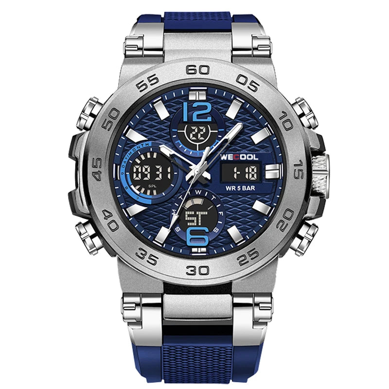 Orologio Uomo Digitale  LED Sveglia Dual Display Cinturino PU