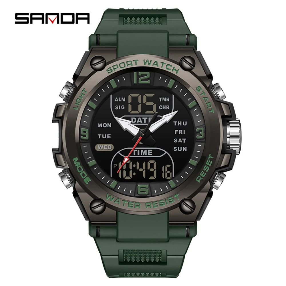 Orologio Sportivo Uomo Quarzo Analogico Digitale LED Cronografo