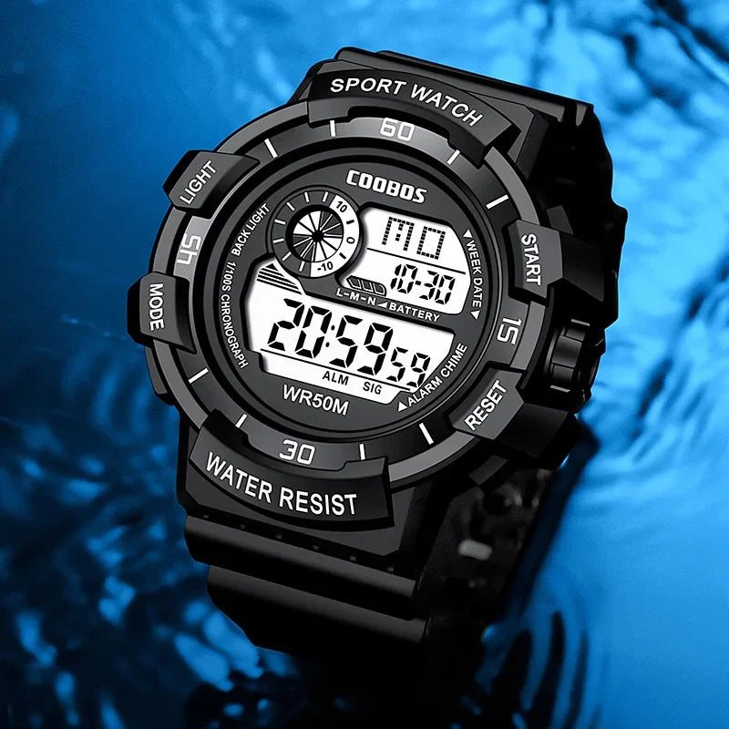 Orologio Digitale Uomo Sportivo Display LED Cinturino Silicone Quadrante 56 mm