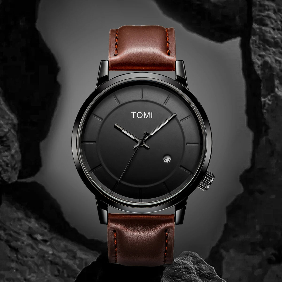Orologio Uomo Quarzo – Cinturino Similpelle Stile Casual Quadrante 42mm
