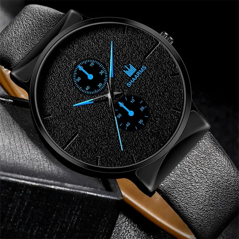 Orologio Uomo Moda al Quarzo con Cinturino Similpelle Elegante con Bracciale