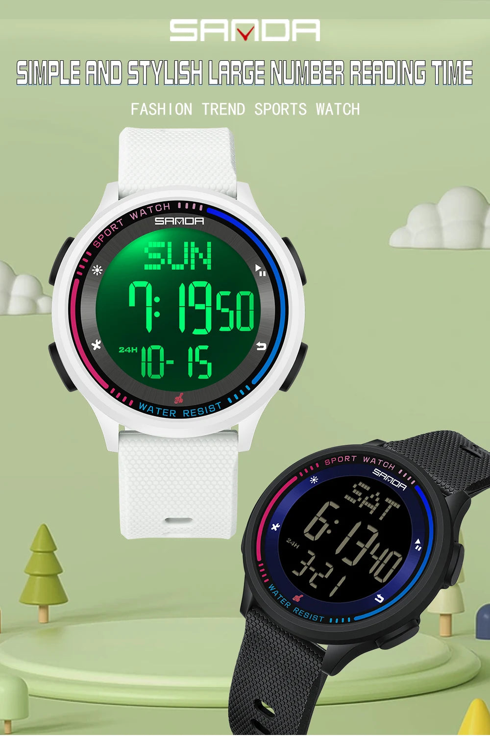 Orologio Digitale Uomo Donna SANDA – Sportivo LED Contapassi Impermeabile Cinturino in Gomma