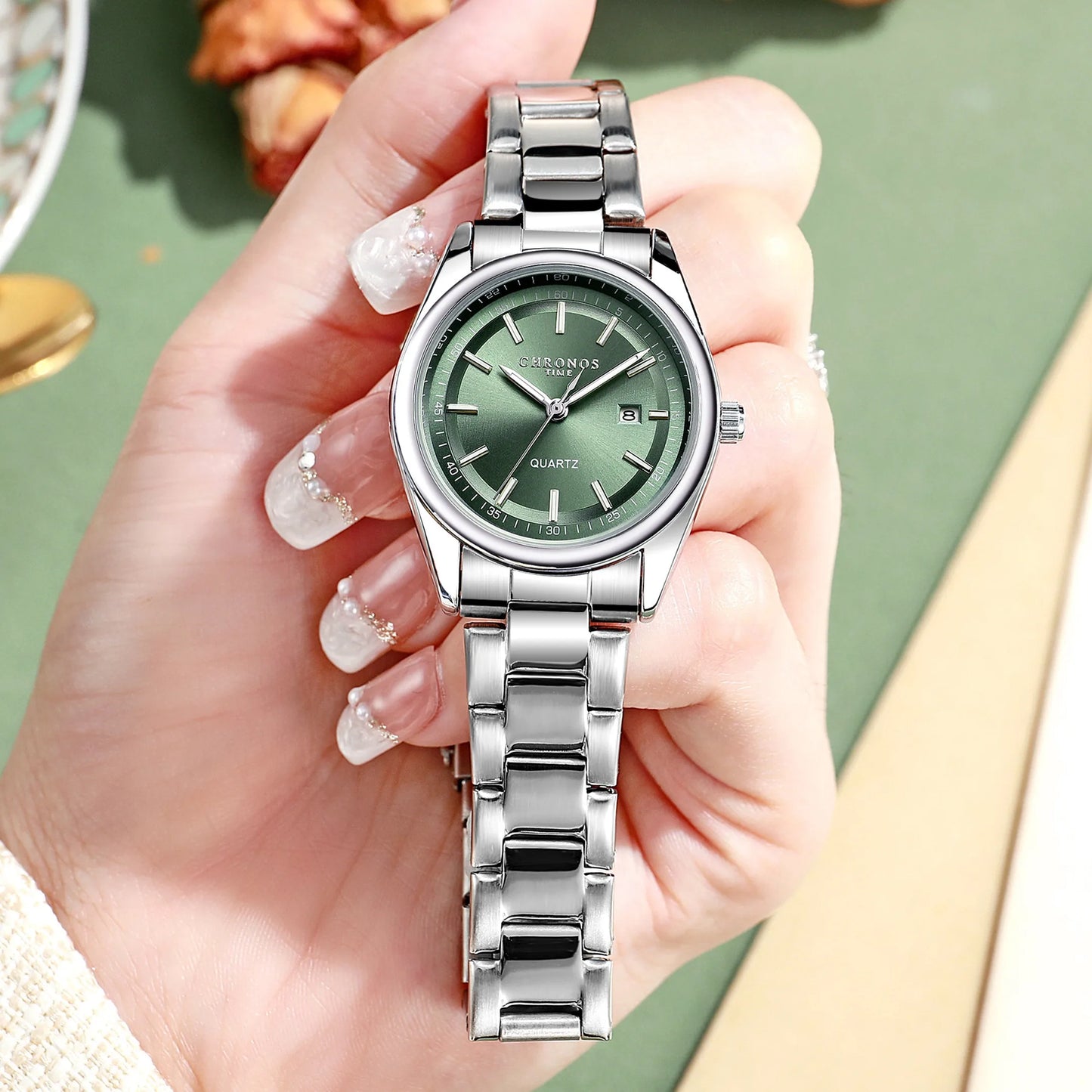 Orologio Donna Acciaio Elegante Al Quarzo Con Data Quadrante 31mm Moda Casual