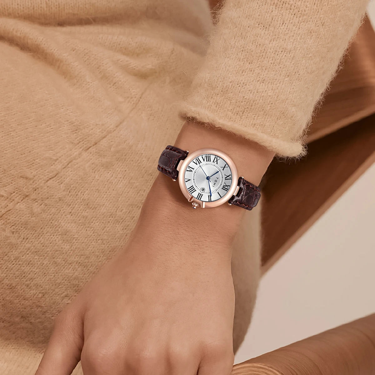 Orologio Donna Elegante Quarzo 34mm Cinturino Similpelle