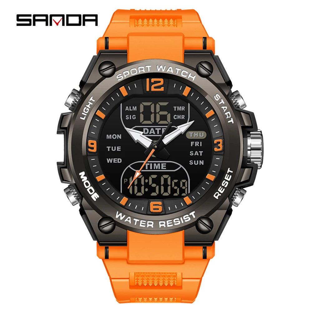 Orologio Sportivo Uomo Quarzo Analogico Digitale LED Cronografo