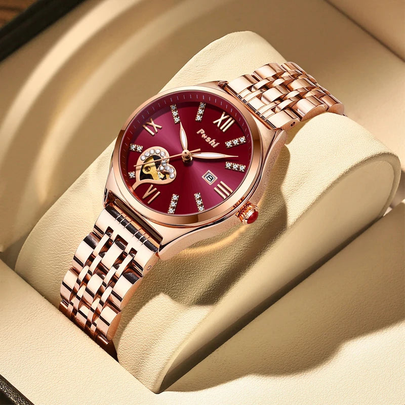 Orologio Donna Acciaio Data Elegante Moda Quarzo Resistente Acqua Cassa Lega
