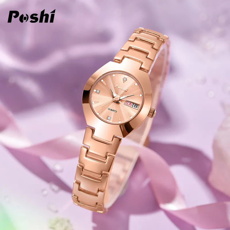 Orologio Donna con Data Elegante Cinturino Acciaio al Quarzo