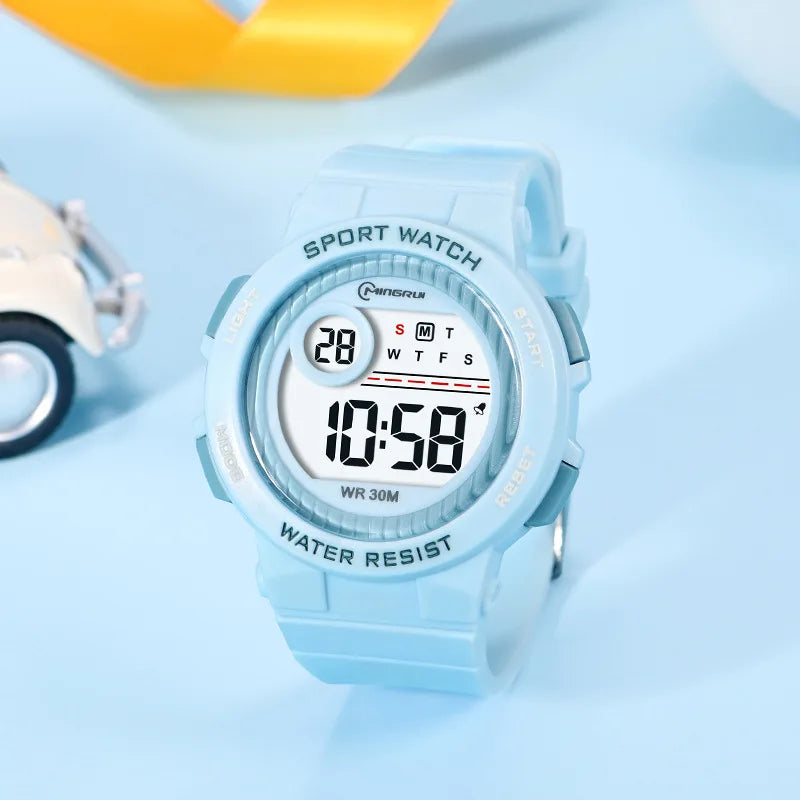 Orologio Sportivo Bambini Digitale In Gomma Con LED Sveglia Resistente All'Acqua