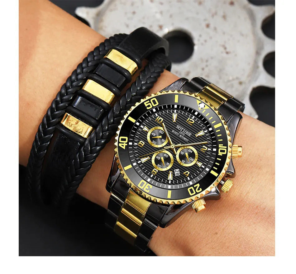 Orologio Uomo Acciaio Inox Quarzo – Elegante Data Quadrante 40 mm