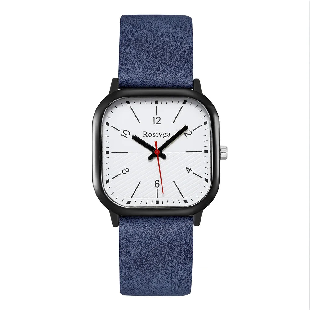 Orologio Uomo Al Quarzo Quadrato Cinturino Similpelle Elegante Quadrante 37 mm