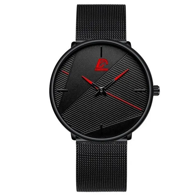 Orologio Uomo Ultra Sottile al Quarzo Cinturino Maglia Acciaio