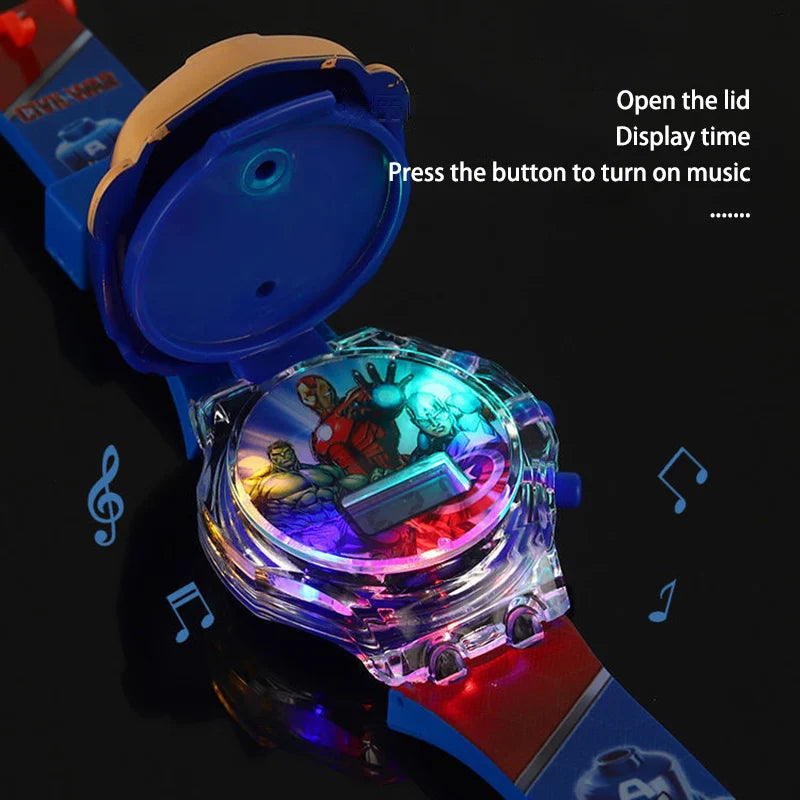 Orologio Bambini con Luci Colorate Supereroi Musicale Luminoso