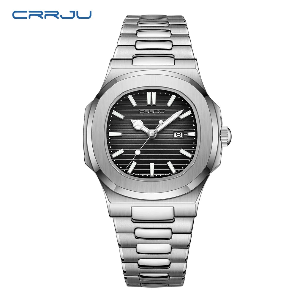 Orologio Uomo Acciaio Quarzo Con Data Moda Casual Elegante Quadrante 39mm