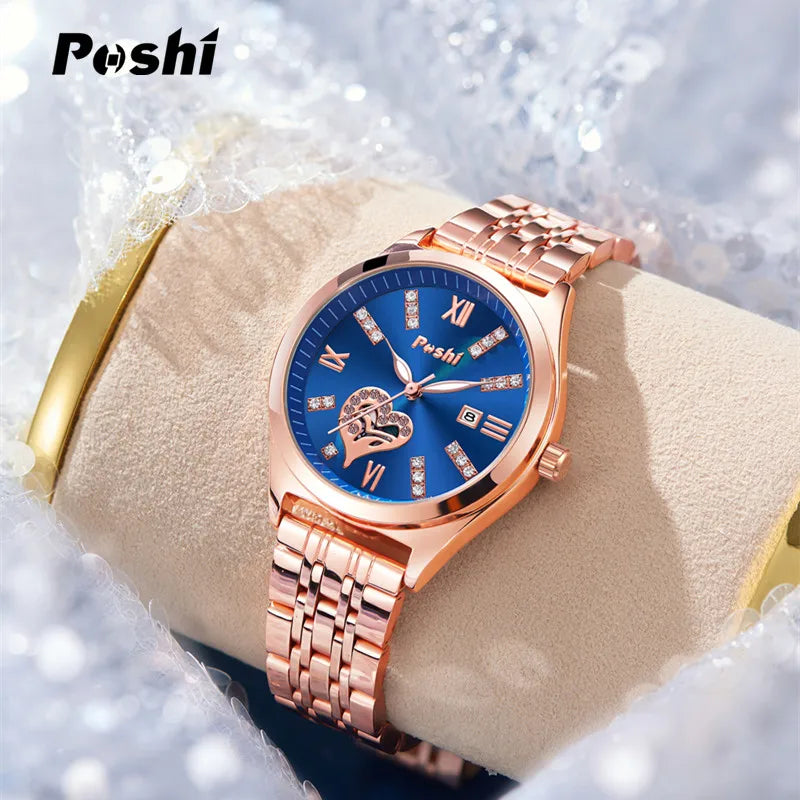 Orologio Donna Acciaio Data Elegante Moda Quarzo Resistente Acqua Cassa Lega
