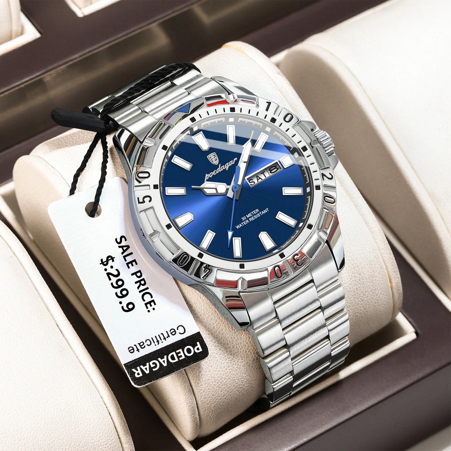 Orologio Uomo Quarzo Moda Casual Acciaio Data Lancette Luminose