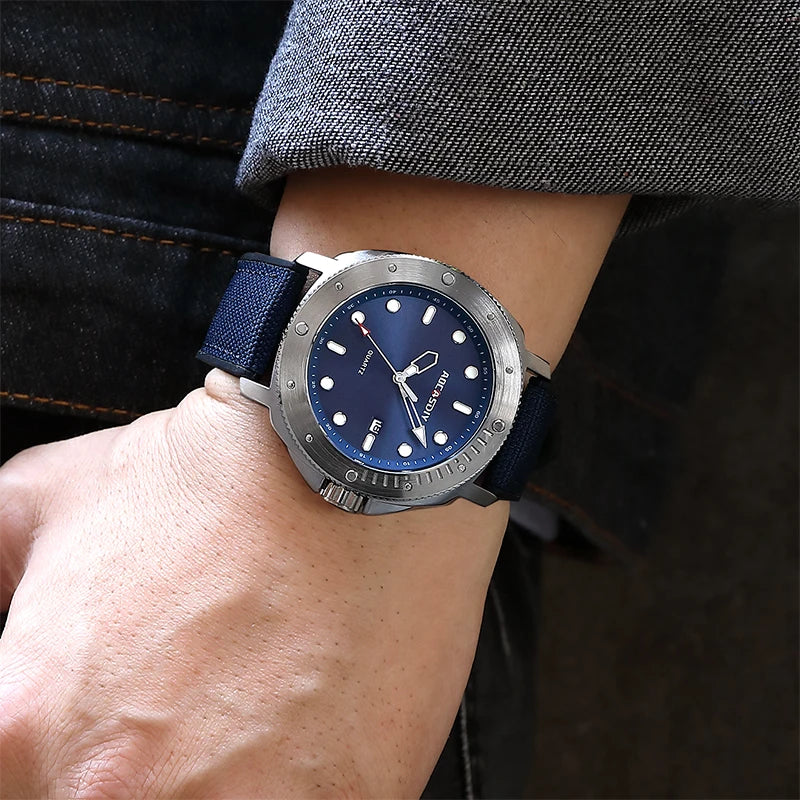 Orologio Da Uomo Moda Quarzo Con Data Lancette Luminose Cinturino Nylon