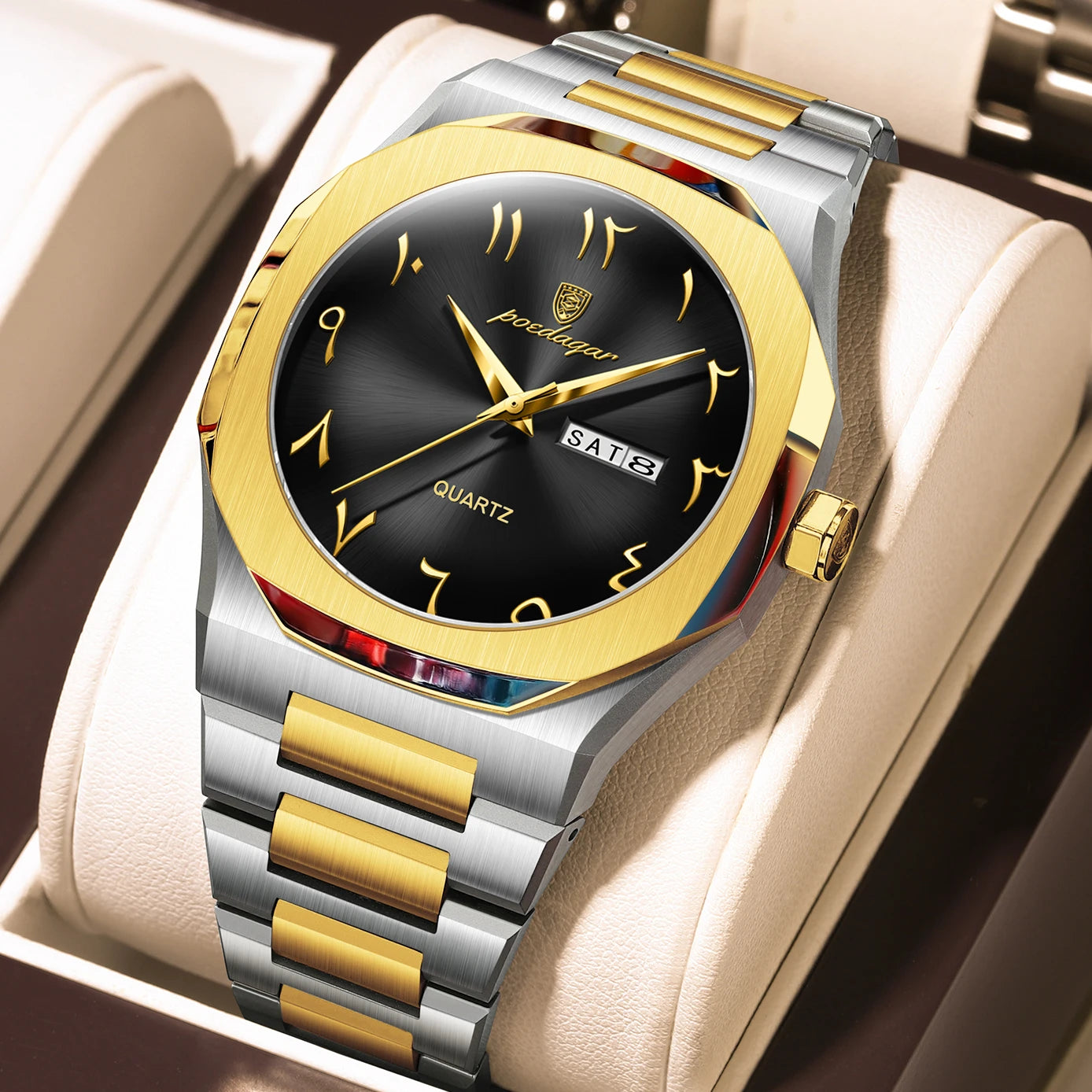 Orologio Uomo Cinturino e Cassa Acciaio Quarzo con Data Elegante Moda Casual