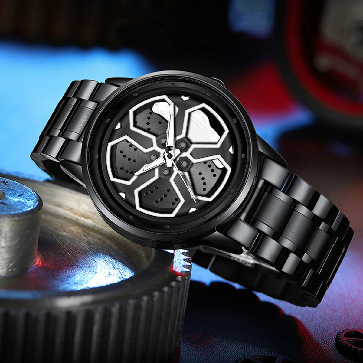 Orologio Uomo Al Quarzo Cinturino In Acciaio Quadrante Girevole Elegante Moda Casual