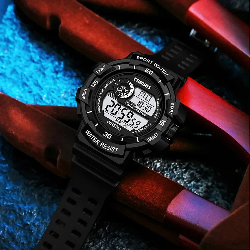 Orologio Digitale Uomo Sportivo Display LED Cinturino Silicone Quadrante 56 mm