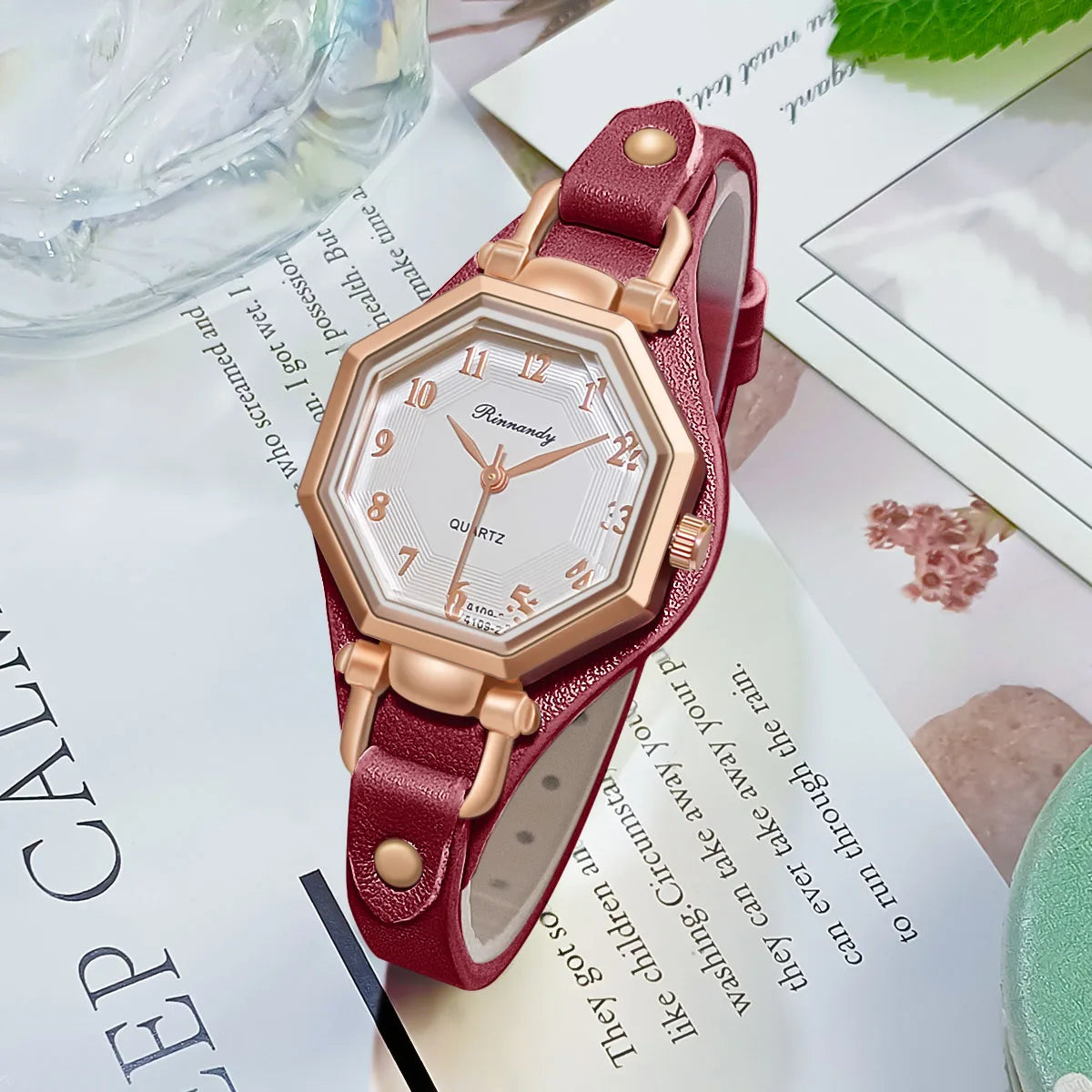 Orologio Donna Elegante Quarzo Analogico Cinturino Similpelle Stile Moda Casual
