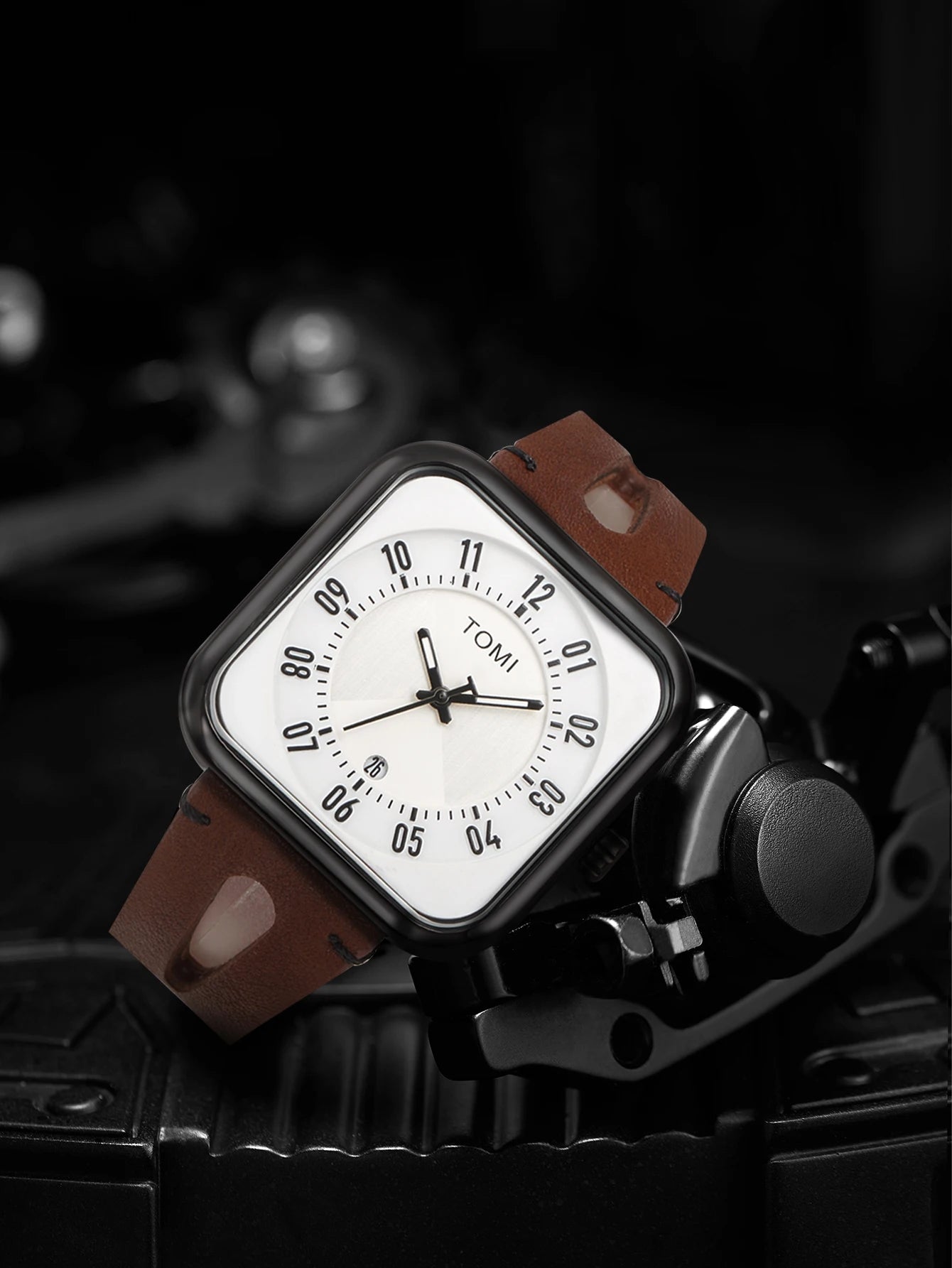 Orologio Unisex  – Quadrato Moda Casual Cinturino Similpelle Quarzo Quadrante 41 mm