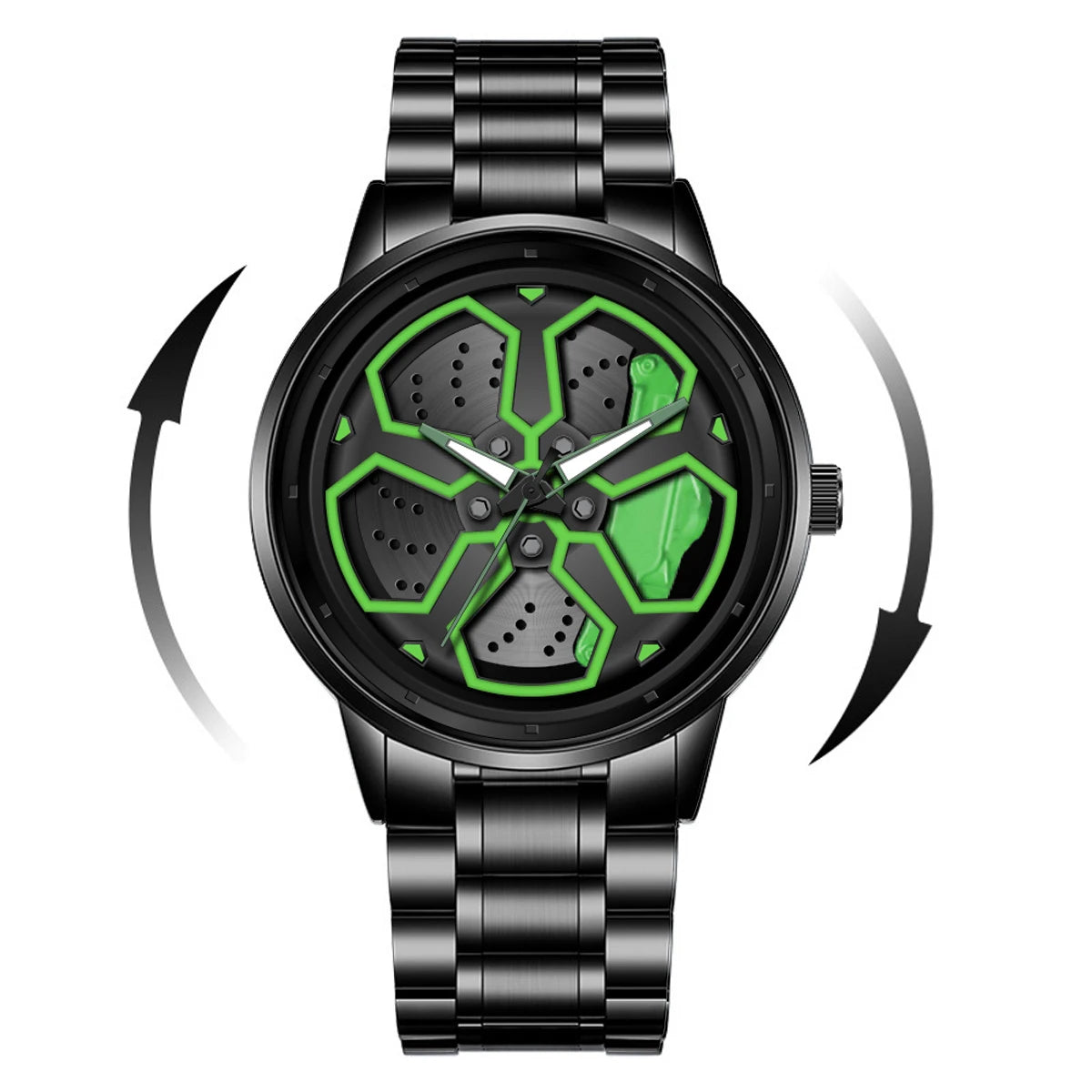 Orologio Uomo Al Quarzo Cinturino In Acciaio Quadrante Girevole Elegante Moda Casual