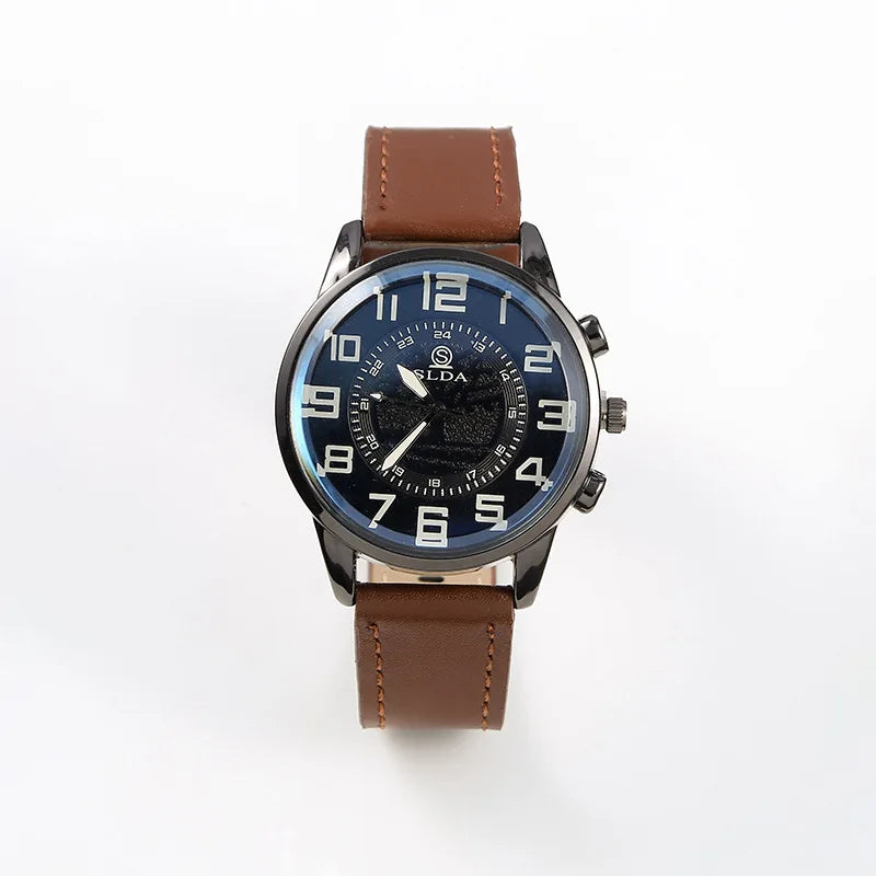 Orologio Uomo Quarzo Elegante Cinturino Similpelle Casual Cassa Lega