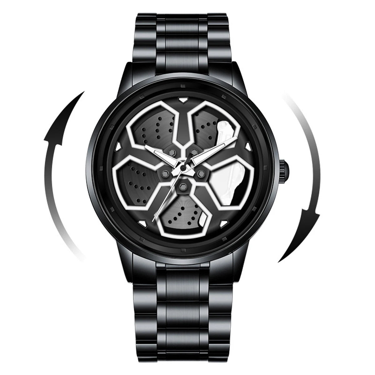 Orologio Uomo Al Quarzo Cinturino In Acciaio Quadrante Girevole Elegante Moda Casual