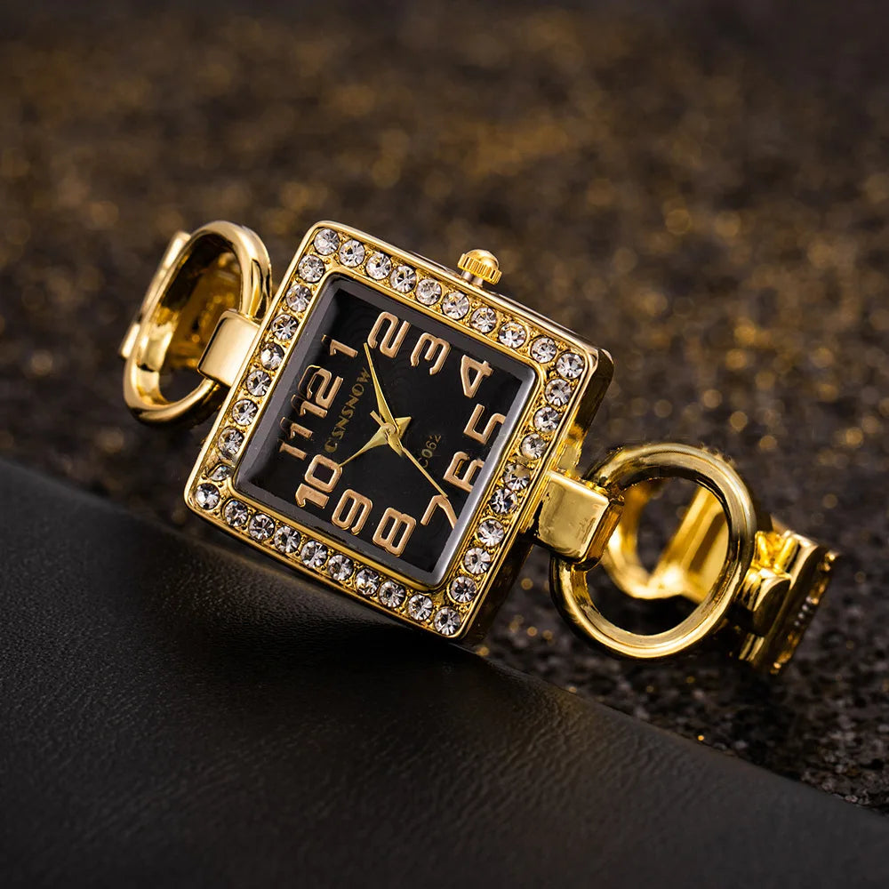 Orologio Donna Moda Bracciale Rigido Acciaio Quarzo Elegante