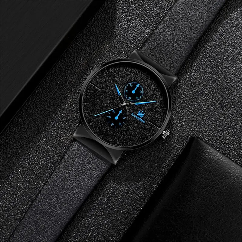 Orologio Uomo Moda al Quarzo con Cinturino Similpelle Elegante con Bracciale