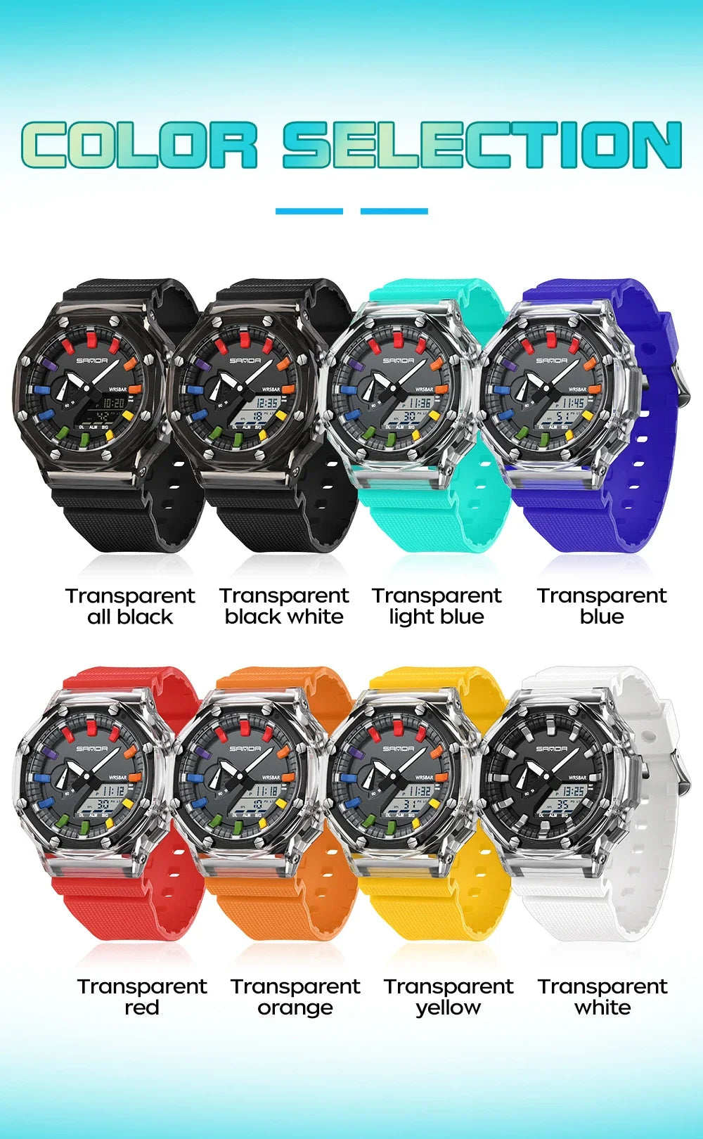 Orologio Digitale Uomo LED Antiurto Quarzo Sportivo Gomma Rinforzata Quadrante 46 mm