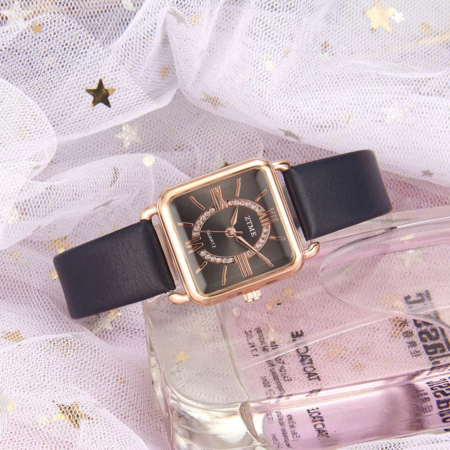 Orologio Donna Quarzo Similpelle Quadrante Quadrato 33mm Elegante
