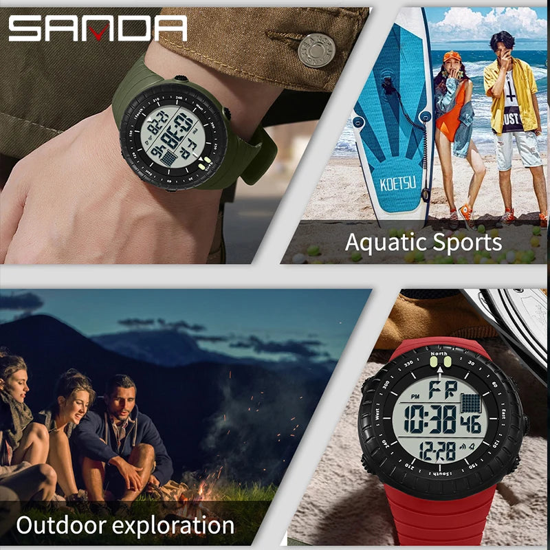 Orologio Uomo Sportivo Digitale LED Multifunzione Sveglia Cronografo Resistente