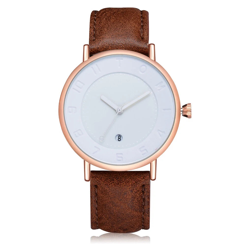 Orologio Uomo Minimalista Quarzo Cinturino Similpelle Cassa Lega Elegante