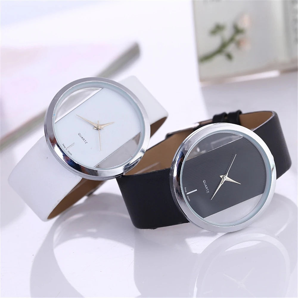 Orologio Donna Moda Trasparente al Quarzo con Cinturino in Similpelle