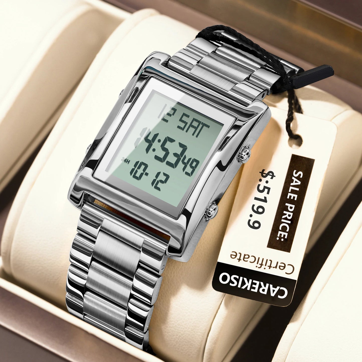 Orologio Uomo LED Digitale in Acciaio con Sveglia Cronografo Data Display Moda