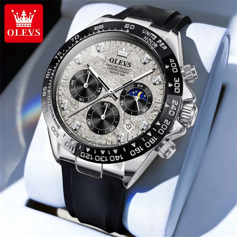 Orologio Uomo Quarzo Cronografo Data Cinturino Silicone Sportivo Elegante