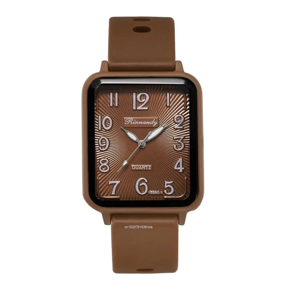Orologio Donna al Quarzo Rettangolare con Cinturino in Silicone Moda Casual
